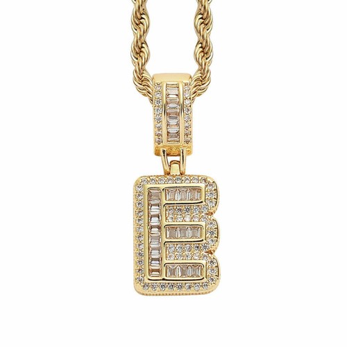 Collana lettera alfabeto uomo donna hip hop ottone ghiacciato gioielli A9368 - Foto 21 di 64