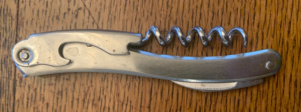 Sleek Stainless Steel Multi-Tool with Corkscrew Bottle Opener and Foil Cutter