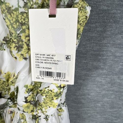NWT Alex Marie Womens 16 White Green Floral Pleated Midi Spring Dress MSRP $149 - Picture 15 of 18
