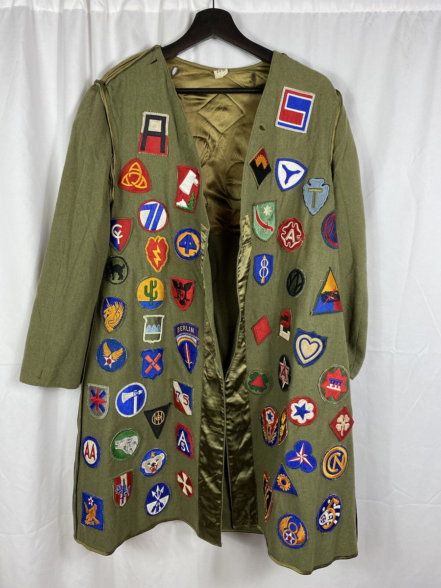 ジャケット・アウター U.S Army Liner Blanket Patch Original Wwii US Army Jacket Liner Covered Patches Patchwork