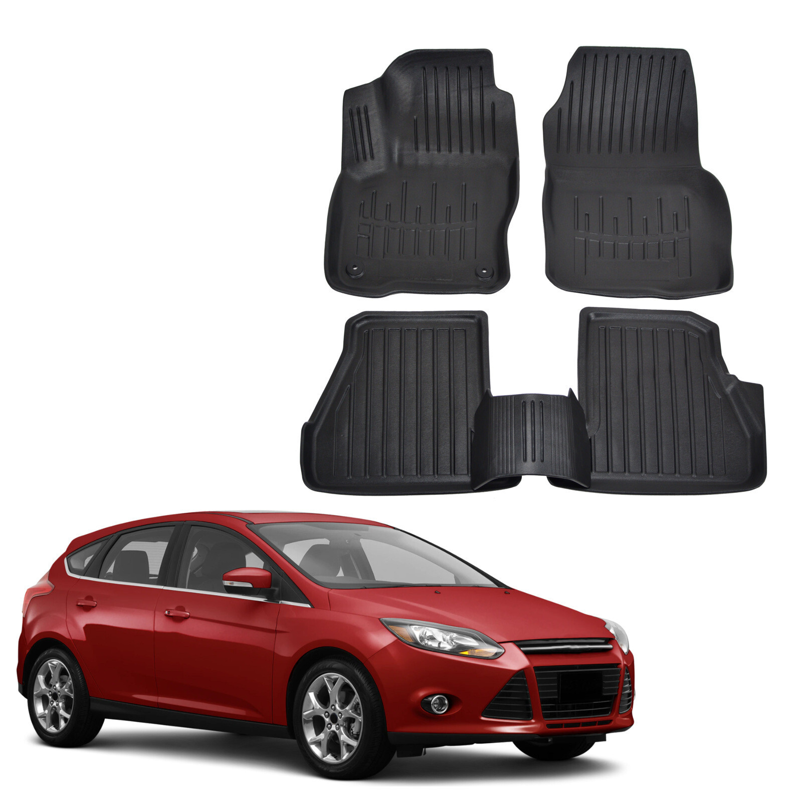 Tapis de sol caoutchouc Ford Focus 3 imperméable et antidérapant Scoutt