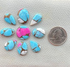 9 Piece Natural Cotton Candy Kingman Turquoise Mix Cabochon Gemstone 63 Ct F0 12