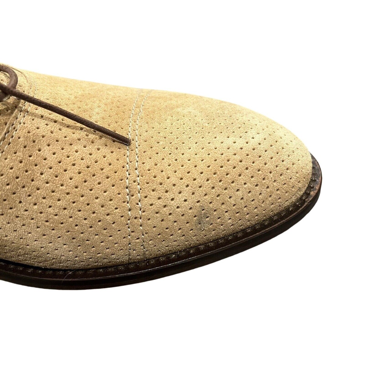 Paul Fredrick Dress Shoes Tan Suede Leather with Laces 9.5M 
