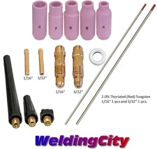 TIG Welding Torch 17/18/26 Kit 1/16-3/32" Collet-Tungsten (Red) T56A | US Seller