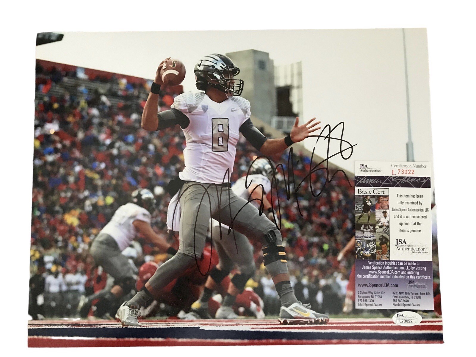 Marcus Mariota Autographed Signed Oregon Ducks 14 Heisman 11x14 Photo JSA 