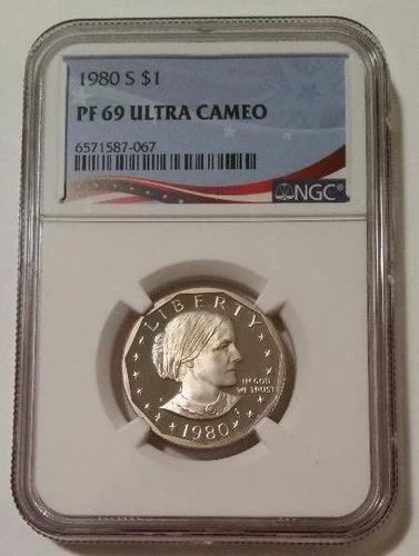 1980 S Susan B Anthony Dollar Proof PF69 UC NGC Flag Label