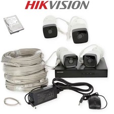 Kit Videosorveglianza Hikvision Poe Ip Full Hd 4 Telecamere Nvr Hdd 500Gb Cavi