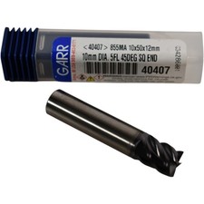 NEW GARR 40407 855MA End Mill - 10mm Dia, 5 Flute, 45 Helix, AlTiN Coated