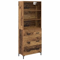 Highboard Altholz Massivholz 69,5X34X180 Cm Rustikal Schrank