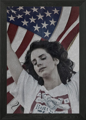 Gerahmtes Wandbild Poster Lana Del Rey Amerikanische Flagge Leinwanddruck Bild