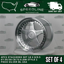 4pcs Staggered Set 18 X 89.5 Et3538 Cb72.6 Jdm Style 1 Piece Silver Ml Usa