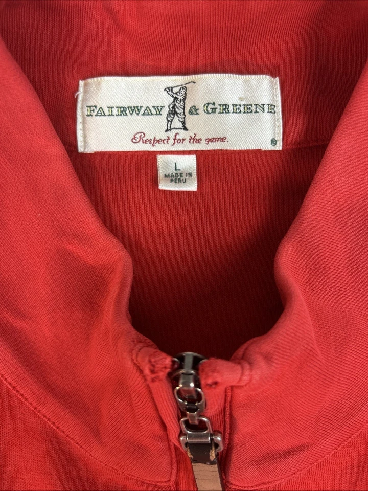 Chaleco Fairway & Greene 1/4 Cremallera Hombres Golf Top Rojo Talla L 100% Algodón Pima Cuello Simulado Foto 4 de 4