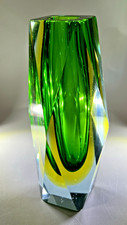 Mandruzzato 1960s Murano Italy Sommerso Triple Faceted Vase Cased Color