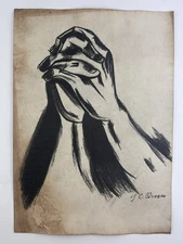 Jose Clemente Orozco COA Art Painting Original Drawing Vintage Signed