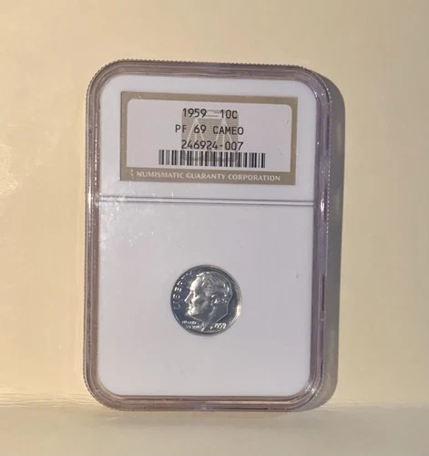 1959 Roosevelt Dime 10c Certified by NGC PF69 Cameo
