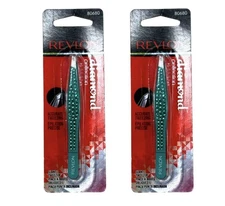 2X Revlon Diamond Collection Slant Tweezer Green *Damaged Packaging-See Pics*