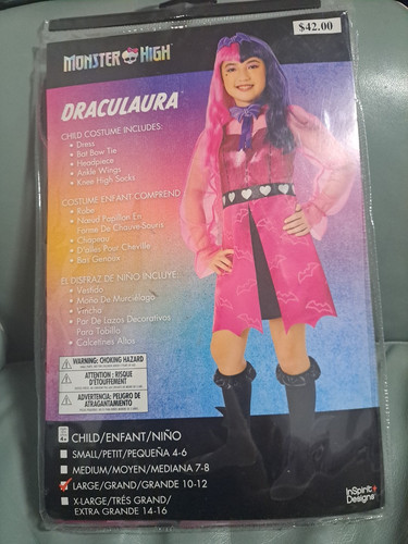 Monster High Draculaura Child Costume Large Size 10-12 Halloween Cosplay Girls