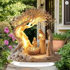 Christmas Tabletop Nativity Scene in Flat Acrylic Decoration