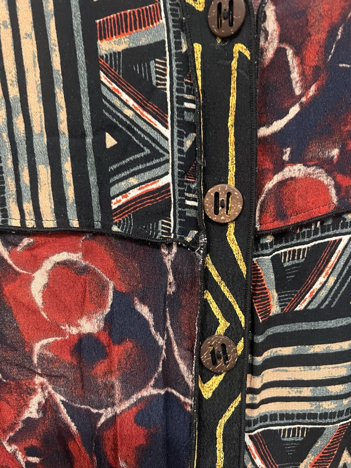 John Mark multicolor patchwork button-down tunic … - image 3