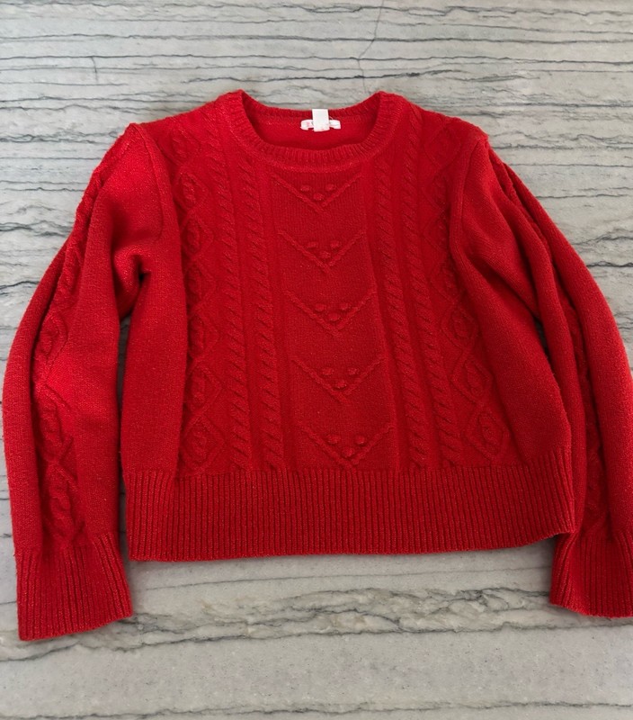 Crewcuts Girls Red Cable Knit Sweater Size L (10-11)