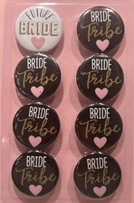 Bride Tribe Future Bride 1.75-inch Metal Bachelorette Buttons Set of 8 . NEW