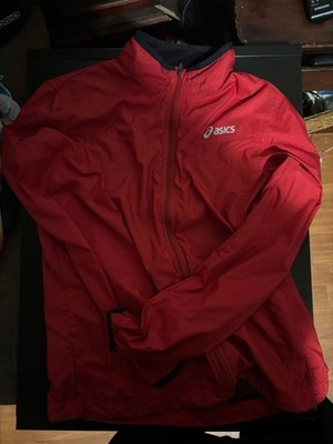Asics Jacket Mens L New York Marathon 2008 Red Full Zip Running Windbreaker