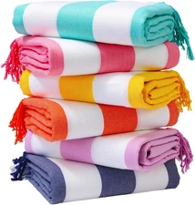 Oversized Turkish Beach Bath Towel Set, 74"x38", Extra LG Sand Free (6 Towels)