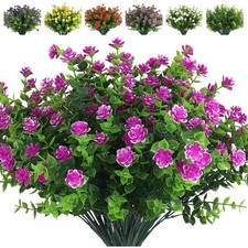 8 Bundles Outdoor Artificial Fake Flowers UV Resistant No Fade Boxwood Faux Pla