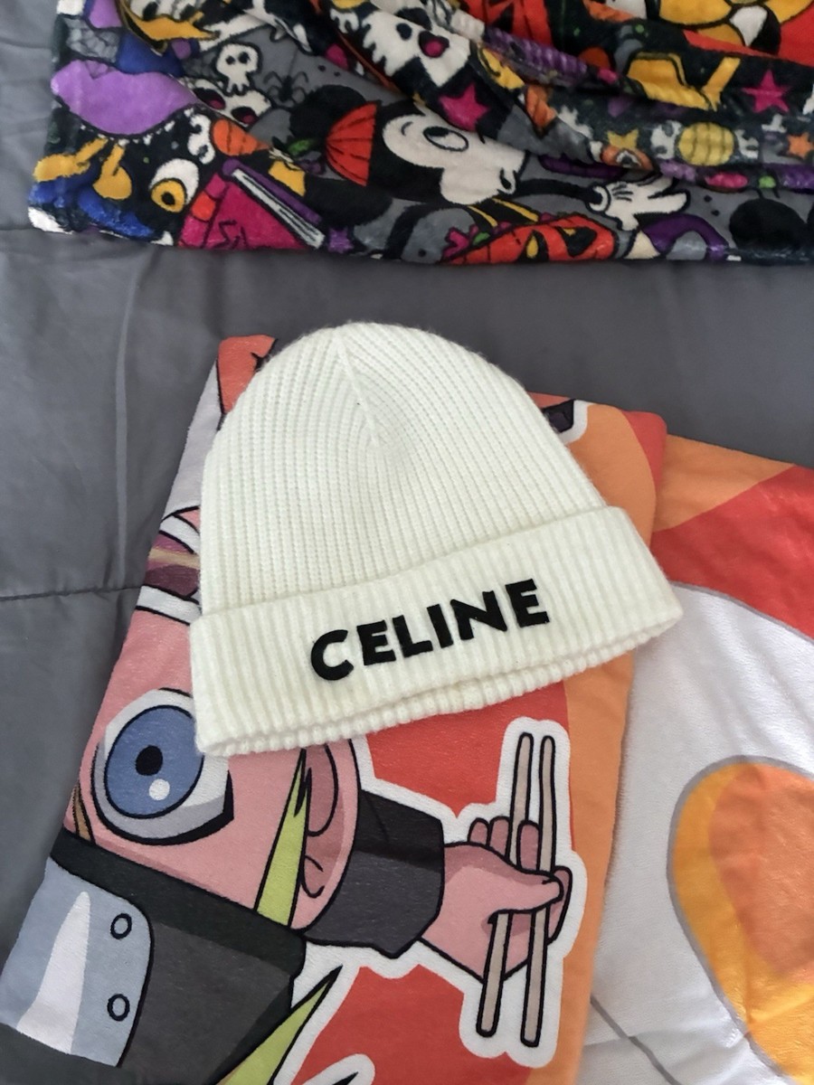 帽子 CELINE EMBROIDERED KNIT WOOL BEANIE Celine Embroidered Knit Wool Beanie Black - FW21 - US