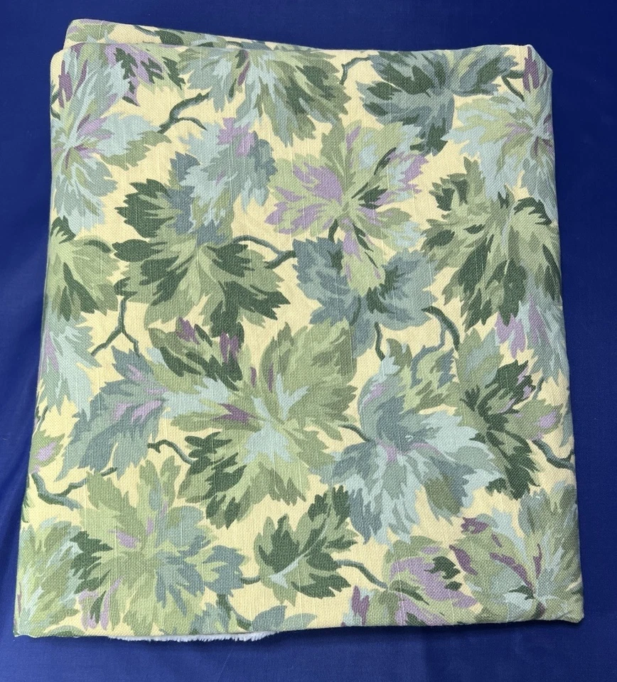 Tela Bloomcraft Vintage Años 80 Serigrafía Original Hojas Verde Dobladillo 55 X 77 Foto 4 de 4