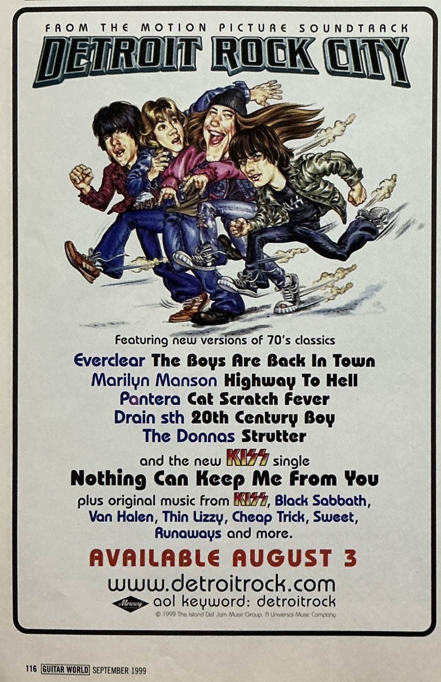 1999 Detroit Rock City Soundtrack Promo Magazine Page Print Ad
