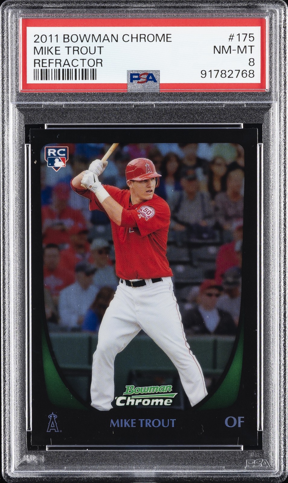 2011 BOWMAN CHROME REFRACTOR #175 MIKE TROUT ROOKIE RC PSA 8