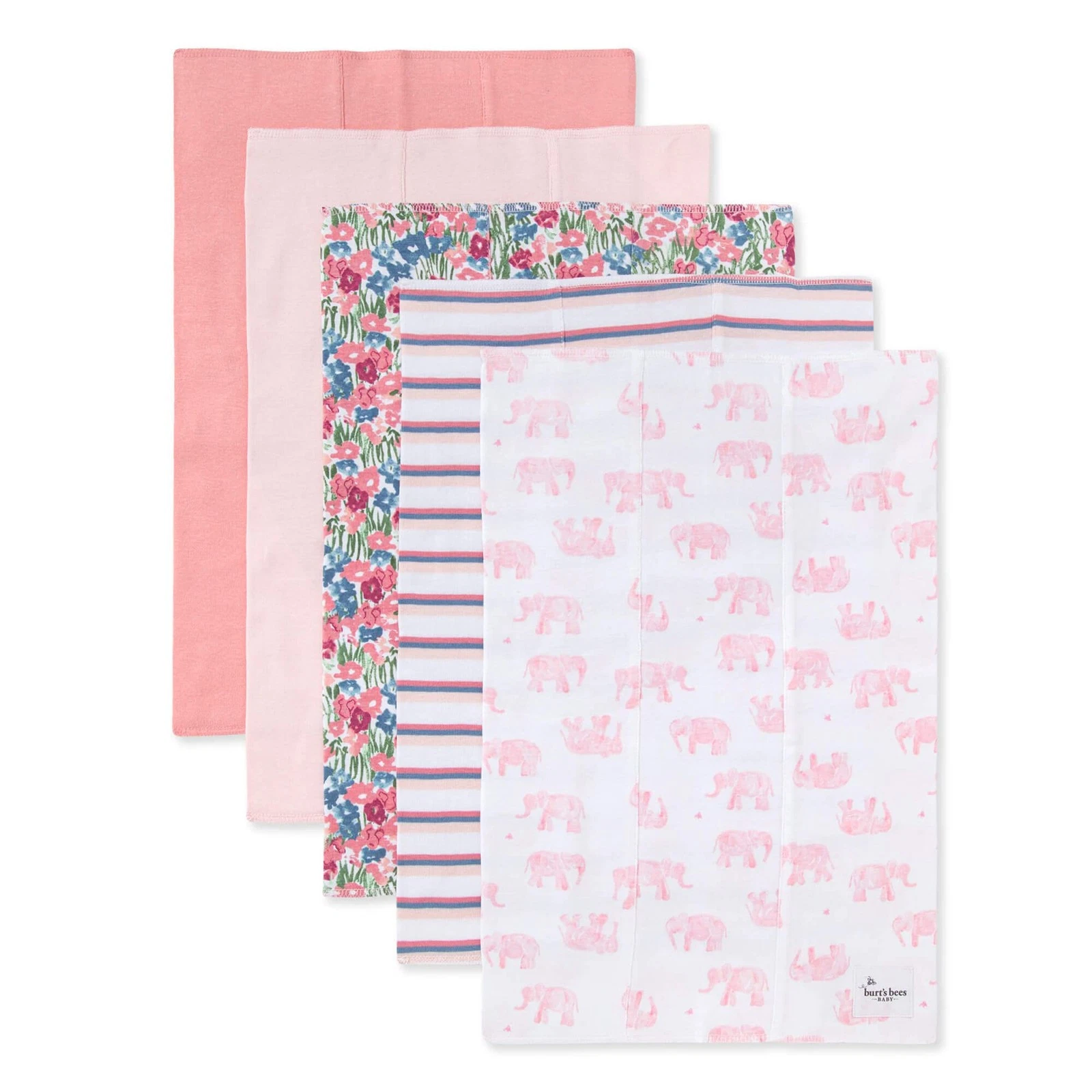 Burt's Bees Baby 5-Pack Organic Cotton Burp Cloths Large Drool Bibs Soft