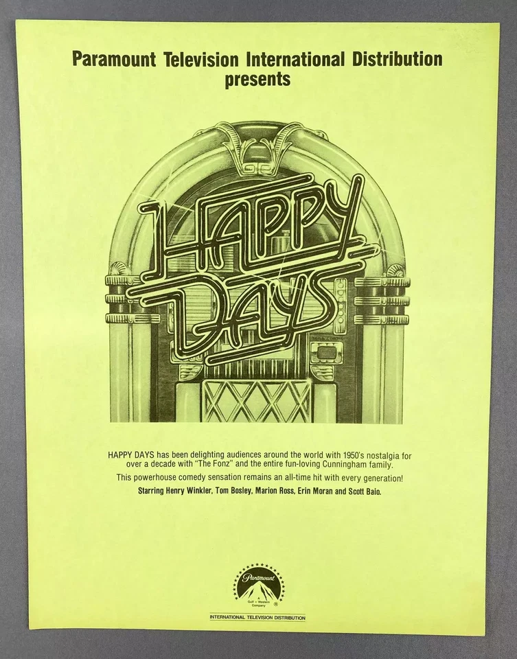 Happy Days - Paramount Pictures (1982) - Fiche Promotionnelle - Photo 1/1