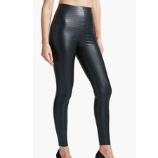 Commando Reptile Embossed Faux Leather Leggings Black Size Medium