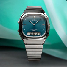 Casio AQ-240E-3A Analog Digital Quartz Watch Blue Dial Stainless Steel