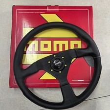 1momo Montecarlo 350mm 14 Genuine Leather Thickened Spoke Steering Wheel Black