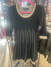 Nine West Scoop Neck Pullover Sweater Dress Size S Gray Taupe EUC (A44)