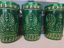 Sungmor Embossed Old Fashion Highball Glasses 6pc Green/Gold