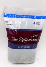 Hanes Silk Reflections Silky Sheer Control Top Sheer Toe 4 PACK BLACK  SZ EF