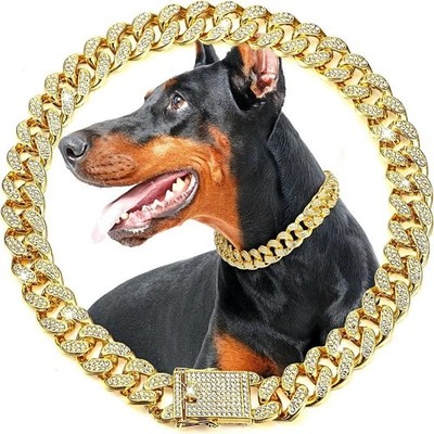 Luxury Gold Metal Dog Chain Collar Cat Necklace for Small Medium Large Pet