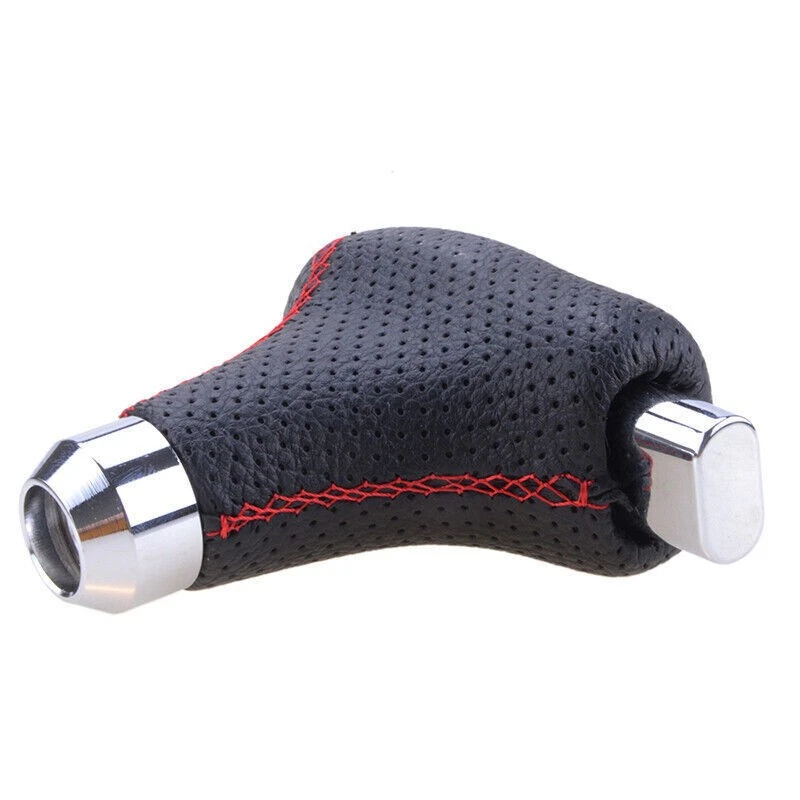 With Button Automatic Transmission Leather Gear Stick Shifter Handle Shift Knob Foto 4 de 4