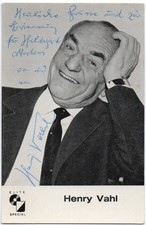 Oryginalna karta fotograficzna z autografem Henry Vahl z dedykacją Elite Signal z listem wtykowym