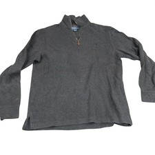 Polo Ralph Lauren Mens Quarter Zip Pullover Sweater Gray Cotton Size M Mock Neck