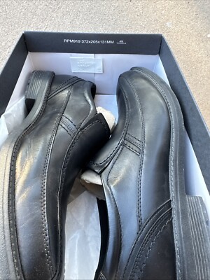 Rockport Mens SL2 BIKE Leather Square Toe Slip On Shoes, Black