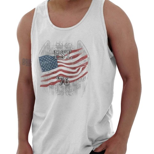 American Flag USA Patriotic United States Adult Tank Top Sleeveless T-Shirt - Picture 8 of 8