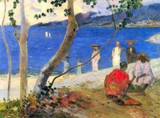Beach Scene by Paul Gauguin Giclee Fine Art Print Reproduction on Canvas