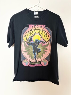 Port & Company Marvel Black Panther Mens Graphic T-Shirt Size M Black Crew Neck
