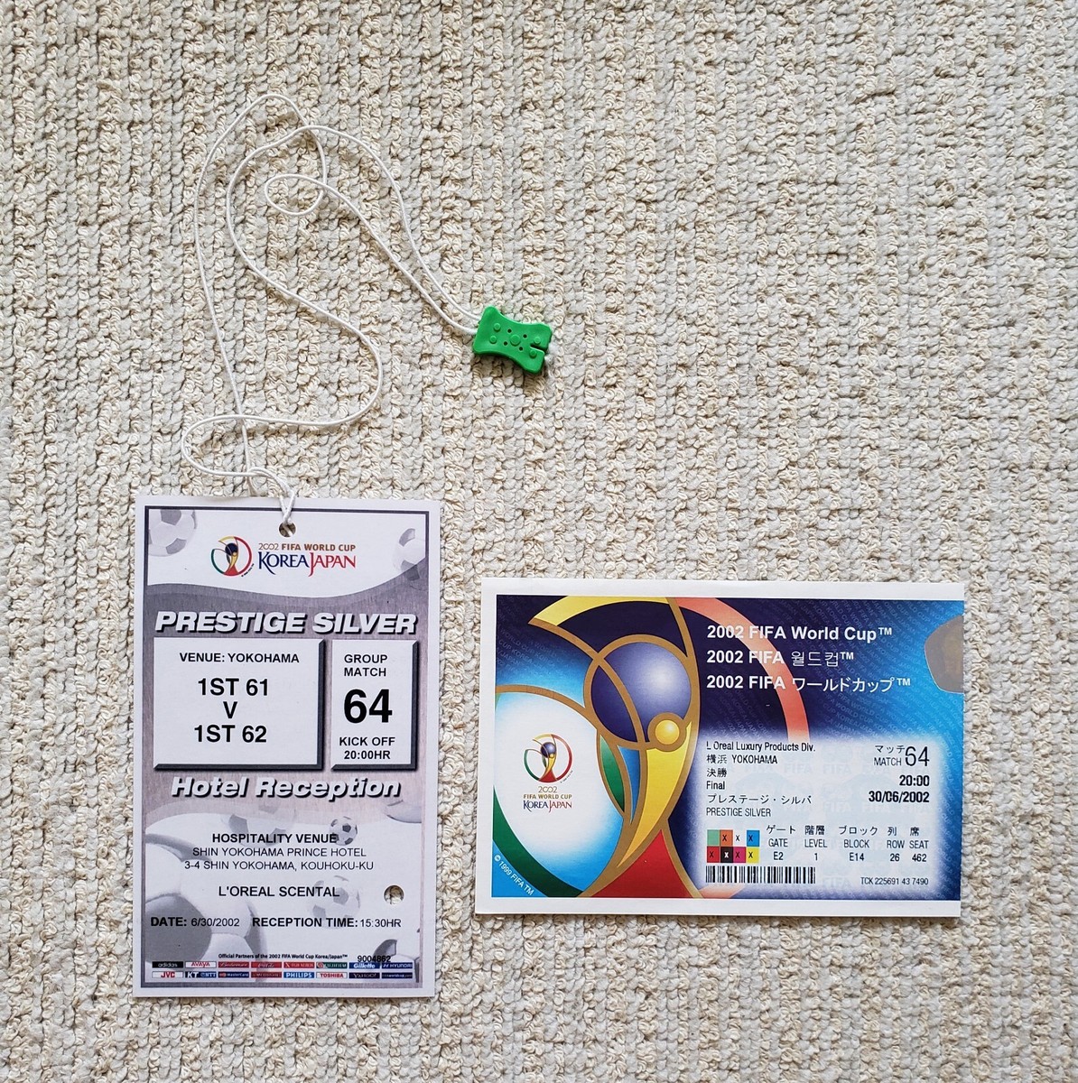 バッジ　FIFA ワールドカップ　2002 決勝戦　6/30 FIFA World Cup 2002 Final (Brazil vs Germany) Stub Ticket ＋