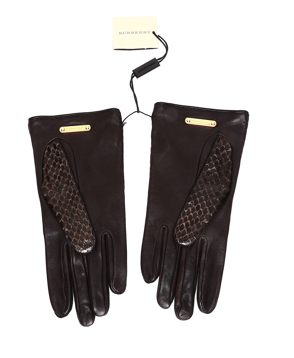 手袋 Burberry GLOVES (8100410 B9368) Burberry Women's 100% Snake Skin Black Multi Gloves Sz 6.5